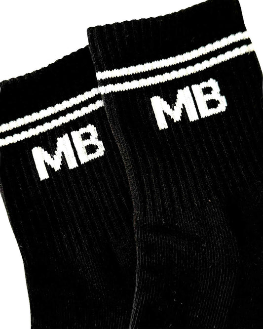Black & White Stripe Unisex Half Crew Socks Grip Socks