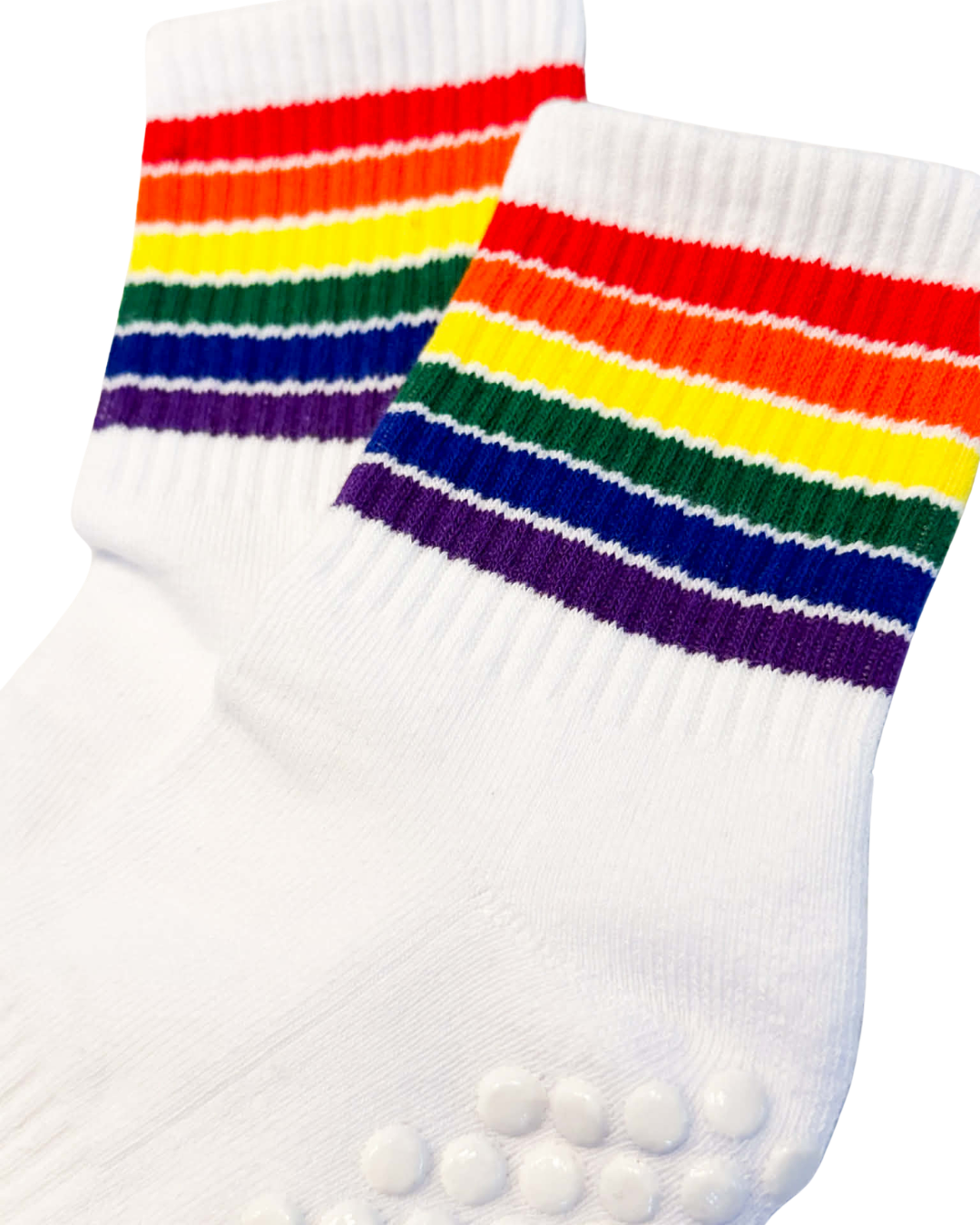 Rainbow Pride Pilates Grip Socks – Half Crew Non-Slip