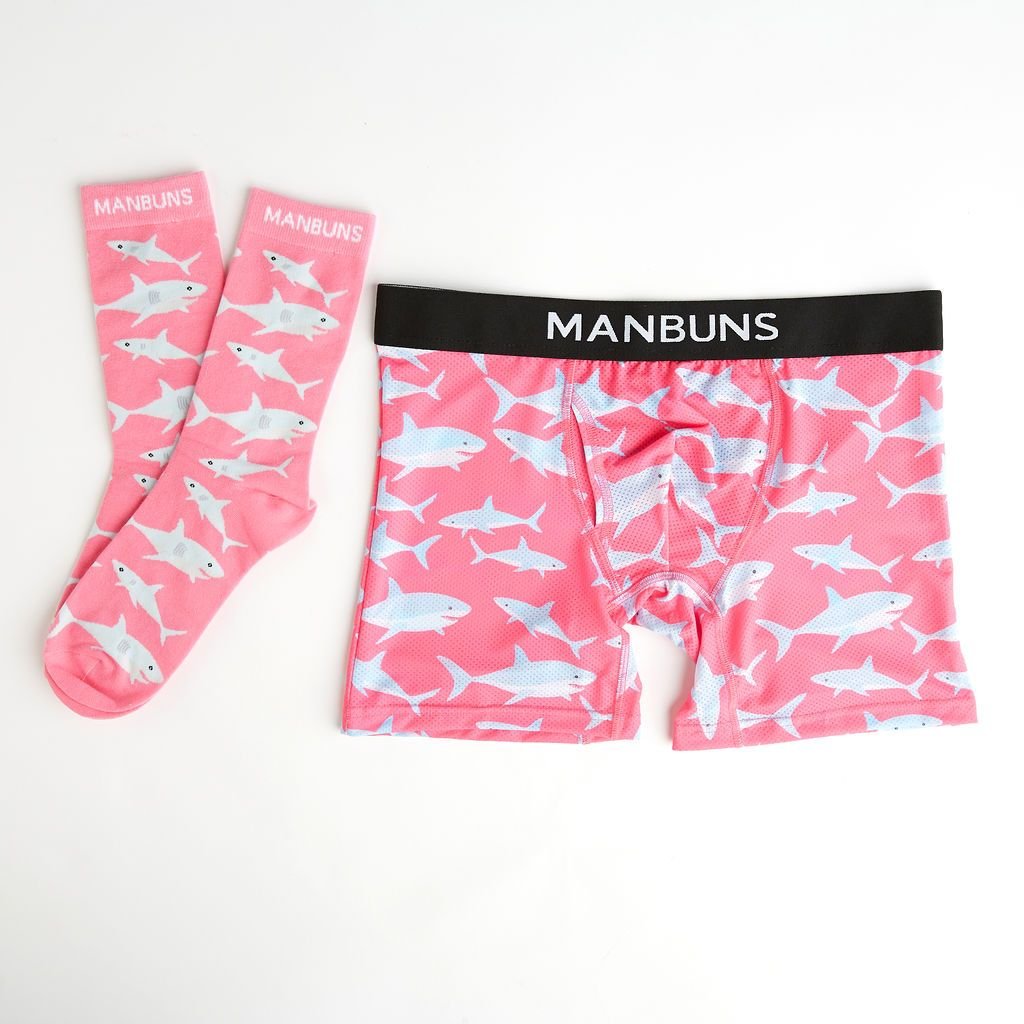 Men's Baby Shark Boxer Brief Underwear with Pouch and Sock Set