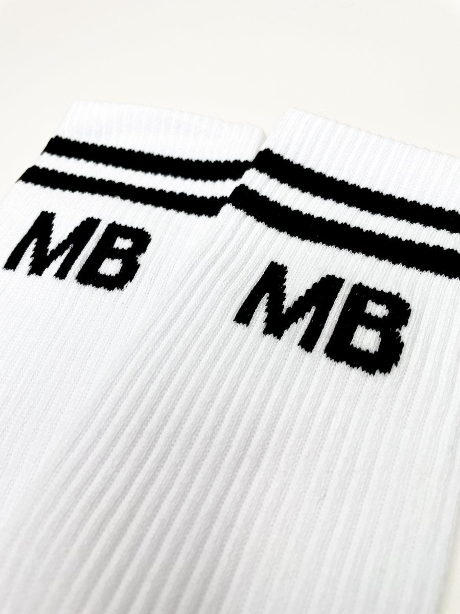 Classic White and Black Stripe Athleisure Unisex Crew Socks - MANBUNS Underwear & Socks Free Shipping