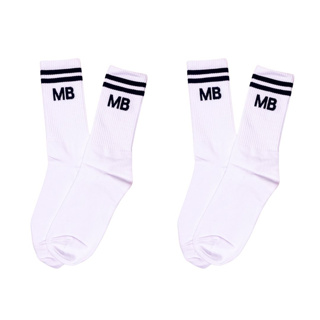 Classic White/Black Athleisure Unisex Crew Socks Bundle | 2 Pack - MANBUNS Underwear & Socks Free Shipping