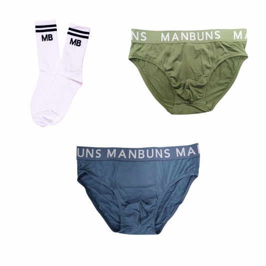 Men's Solid Brief Underwear and Crew Sock | 3 Pack