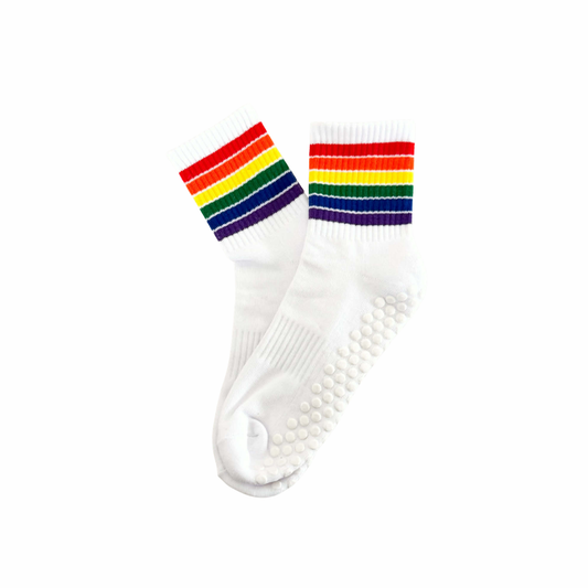 Rainbow Pride Pilates Grip Socks – Half Crew Non-Slip