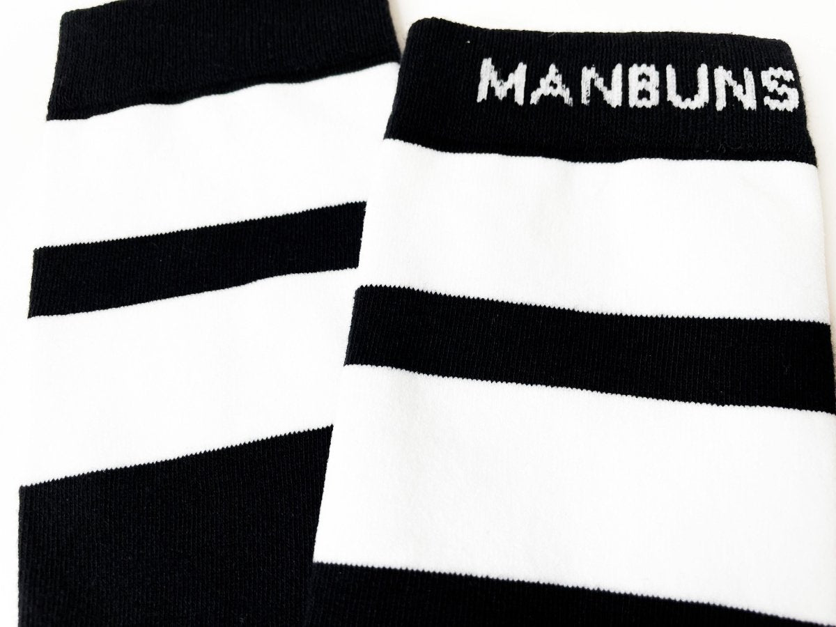 Classic Black and White Stripes Unisex Crew Socks - MANBUNS Underwear & Socks Free Shipping