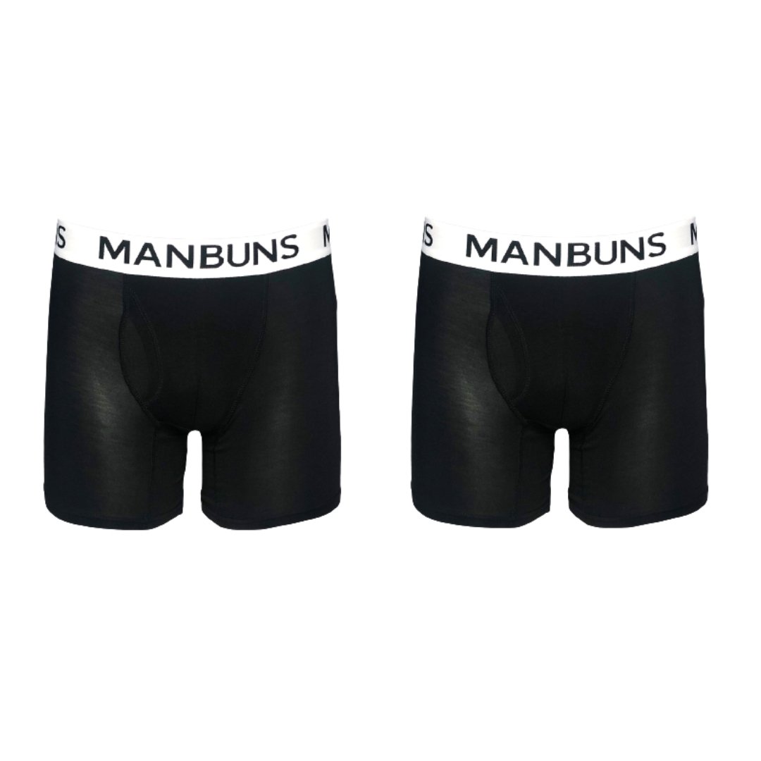 Men's Classic Black Boxer Brief Underwear with Pouch | 2 Pack - MANBUNS Underwear & Socks Free Shipping