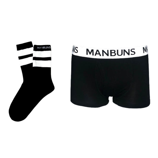 Men's Classic Black Boxer Trunk Underwear and Sock Set - MANBUNS Underwear & Socks Free Shipping