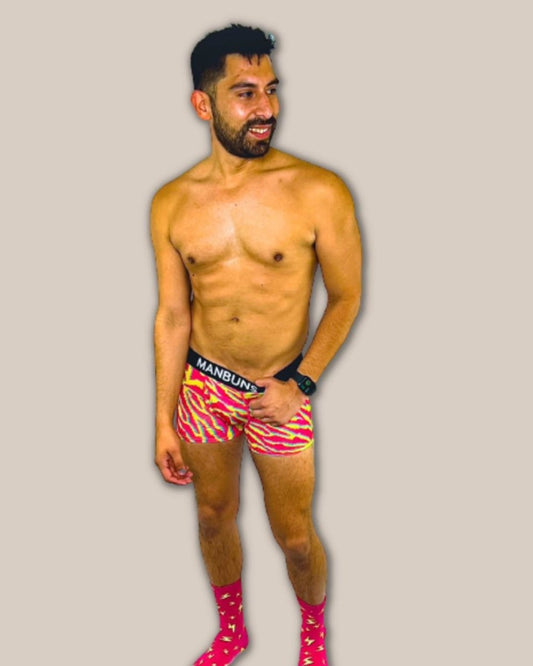 Men's Electric Zebra Boxer Trunk Underwear with Pouch - MANBUNS Underwear & Socks Free Shipping