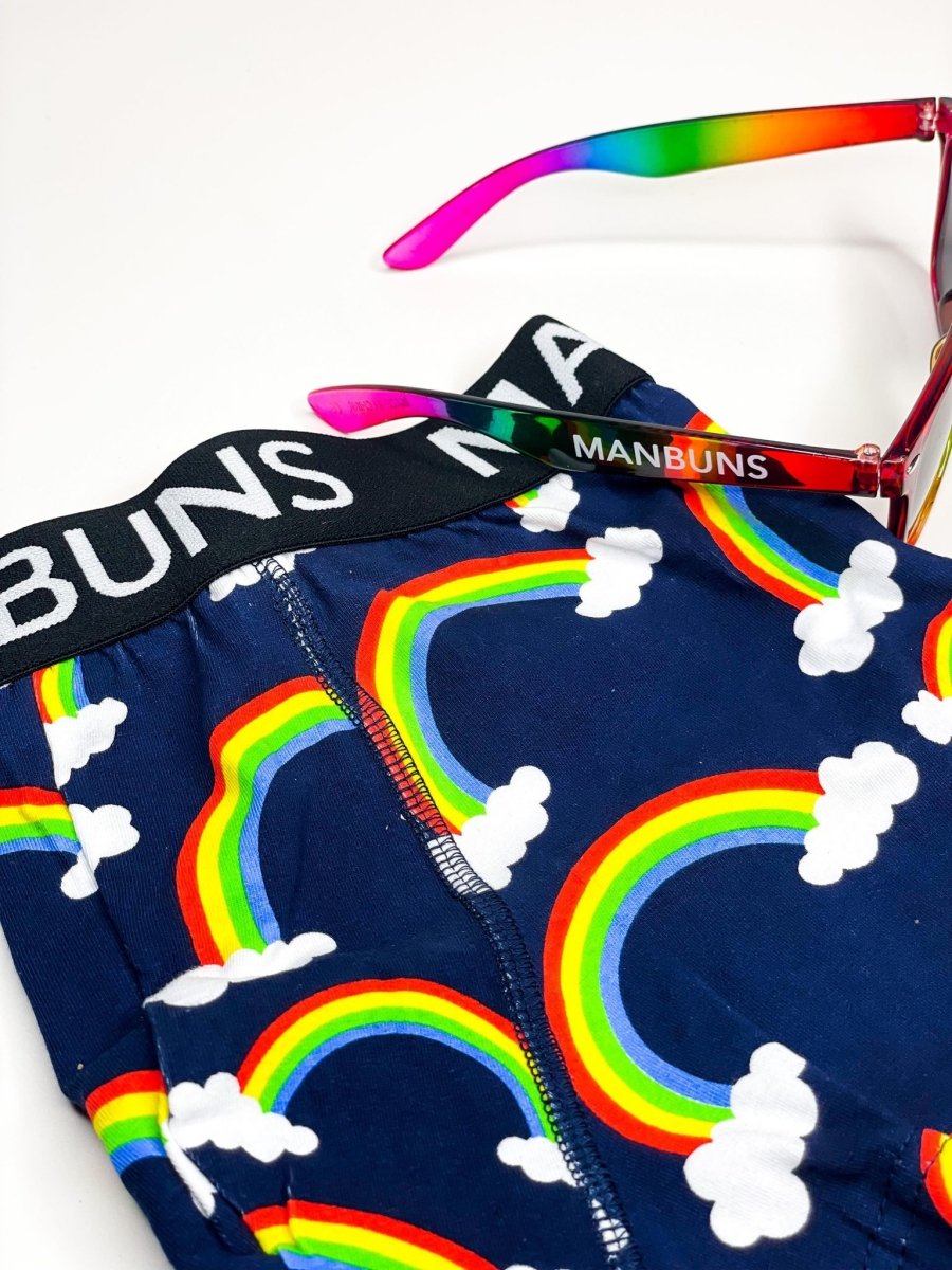 Men's Rainbow Boxer Trunk Underwear & Unisex Rainbow Pride Glasses Set - MANBUNS Underwear & Socks Free Shipping