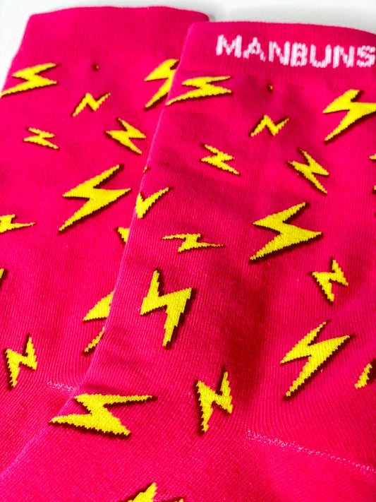 Pink Lightning Bolt Unisex Crew Socks