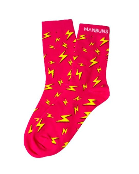 Pink Lightning Bolt Unisex Crew Socks - MANBUNS Underwear & Socks Free Shipping